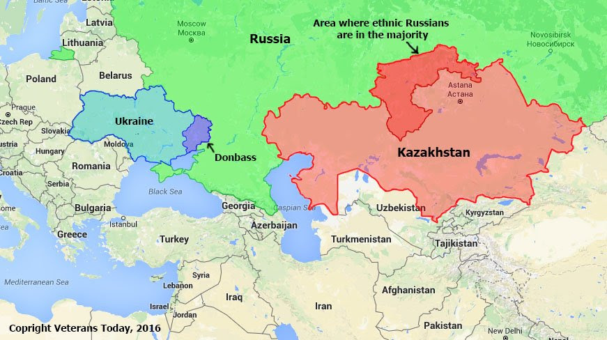 Northern Kazakhstan has an ethnically Russian population which opens the door to the possibility of a conflict along ethnic lines, much like the Donbass situation but on a much larger scale due to the larger area and population.