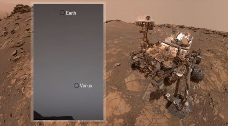El polvo marciano hace invisibles las estrellas en la puesta de sol de Marte, pero todavía se observan la Tierra y Venus (NASA)