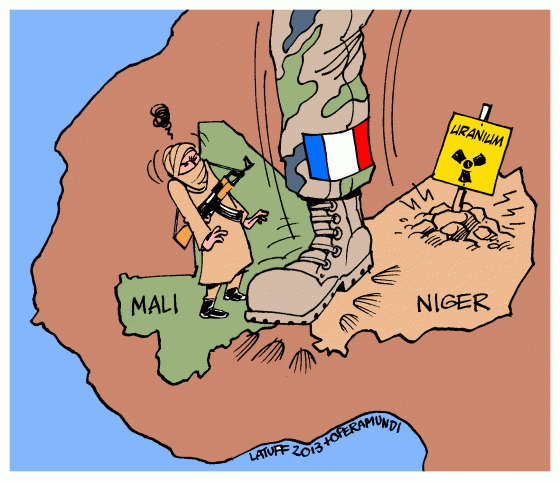 Geopolitical Cartoons: Mali, France, uranium? (2013) | Z Geography