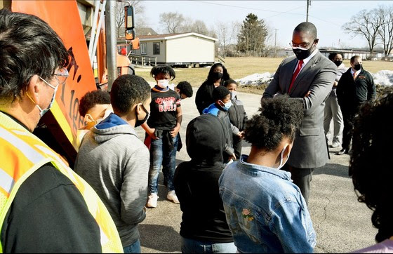 Lt. Gov. Garlin Gilchrist visited an elementary school in Benton Harbor 