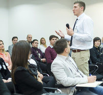 Professional students in a classroom