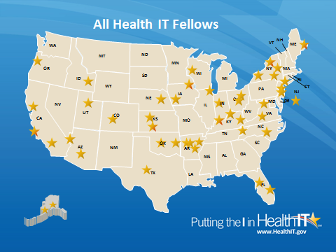 Health IT Fellows map United States map showing Health IT fellows