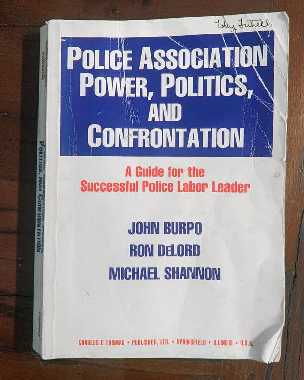 Toby Futrell&rsquo;s copy of the police
                  unionizing guide Mr. DeLord wrote with a fellow
                  organizer and a political consultant.