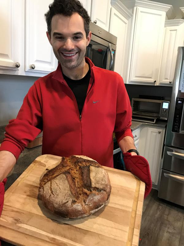 Dr. Alex cooking sourdough bread