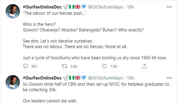 Nigerians reacts to Member of British parliament claiming that former Head of State, Yakubu Gowon left with half of Central Bank