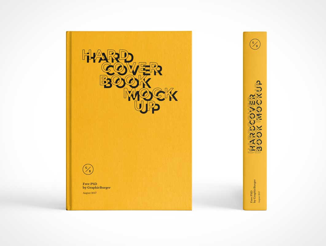 Hardcover Book Front Cover & Spine PSD Mockup PSD Mockups