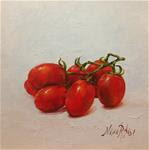 Grape Tomatoes. Oil on canvas panel 6x6 inches - Posted on Sunday, March 22, 2015 by Nina R. Aide