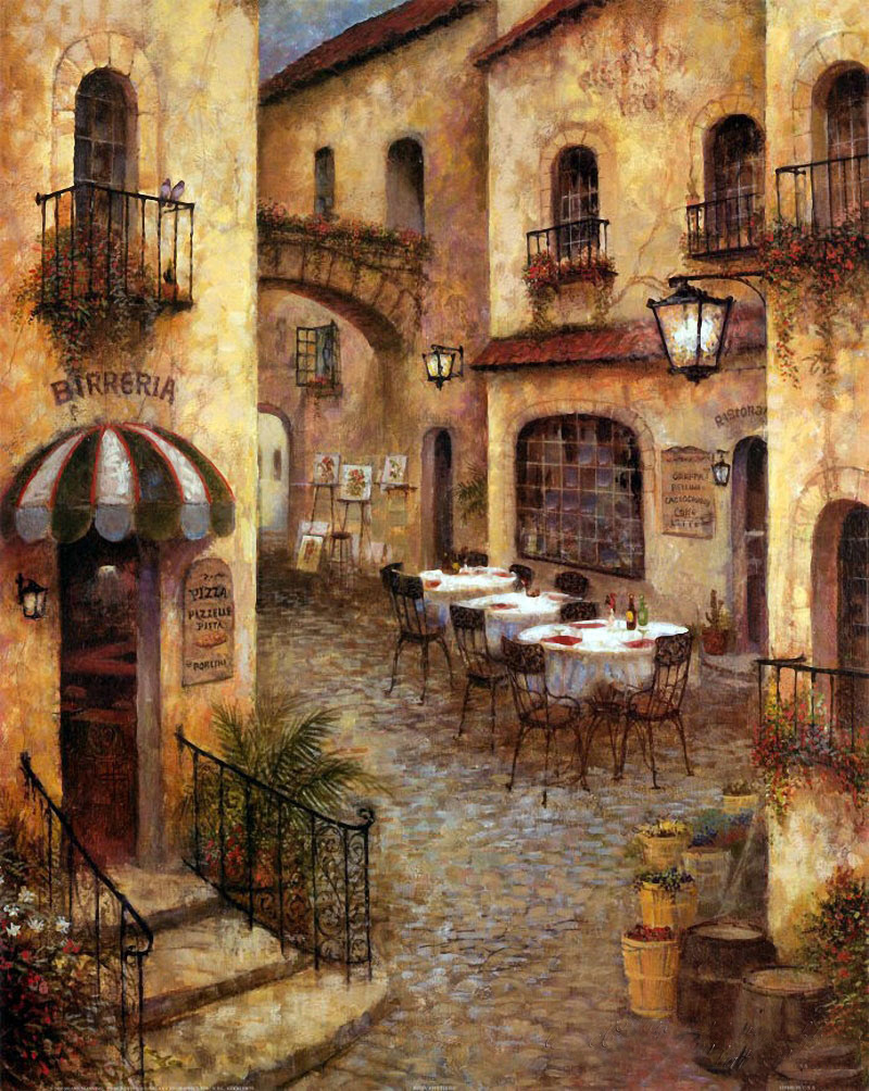 Старинные города картины. Живопись городской Руане Маннинг. Руане Маннинг городской пейзаж. Кафе на старых улочках Италии живопись. Руан Маннинг картины.