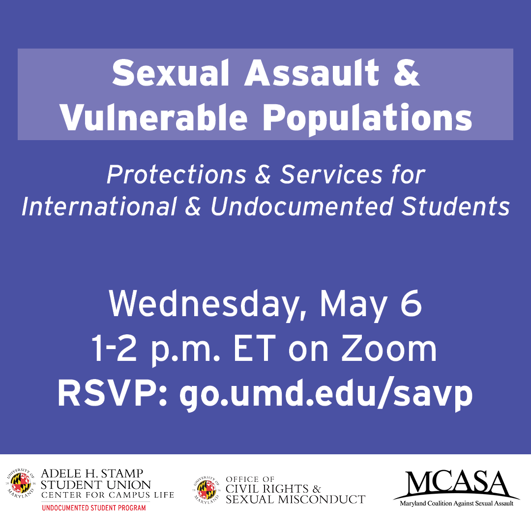 A graphic advertising the Sexual Assault and Vulnerable Populations event