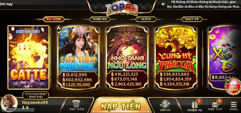Giao diện đẹp mắt, cuốn hút của cổng game hạng nhất
