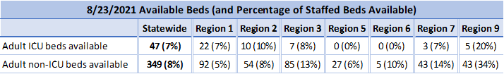 available beds 8/23/2021