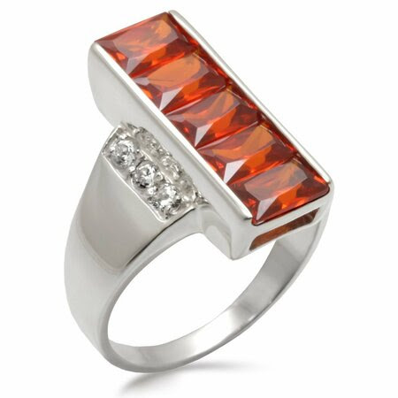 30829 - High-Polished 925 Sterling Silver Ring with AAA Grade CZ  in Garnet