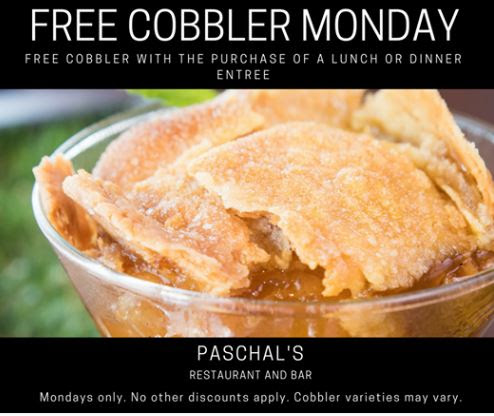 Free Cobbler Monday at Paschals in Atlanta