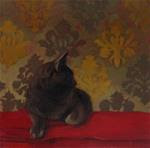 Coco on Red, a painting of my favorite cat - Posted on Monday, March 23, 2015 by Diane Hoeptner