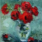 Red Roses, Green Ground - Posted on Wednesday, February 11, 2015 by Carol Steinberg