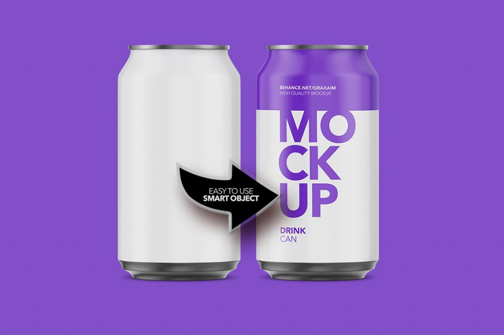 Packreate Â» Matte Aluminium Can Mockup Front View