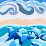 Mark Webster - Abstract Geometric Ocean Seascape Oil Painting 30x30 - Posted on Tuesday, January 6, 2015 by Mark Webster