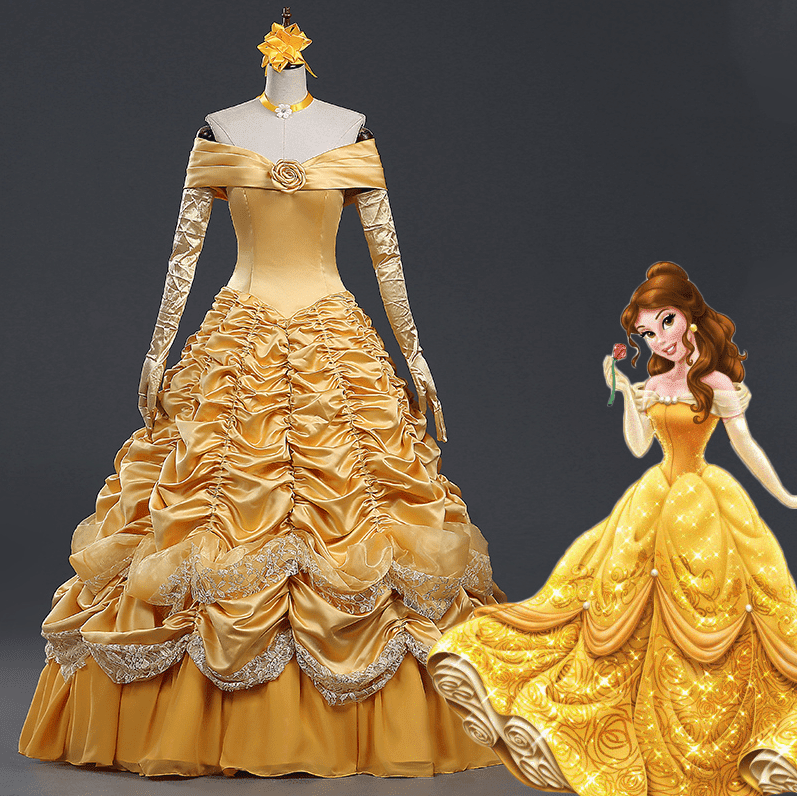 Belle Dress, Beauty and The Beast Dress Princess Prom Ball Gown without