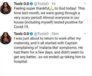 OAP Toolz recounts her experience after she, her husband and almost everyone in their home tested positive for COVID19