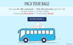 Get Upto Rs. 300 cash back on bus tickets 