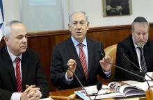 Netanyahu at his weekly cabinet meeting.
