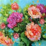 Bloom True Peach Peonies and Happy Thanksgiving From Flower Mound Studio - Paintings by Nancy Medina - Posted on Thursday, November 27, 2014 by Nancy Medina