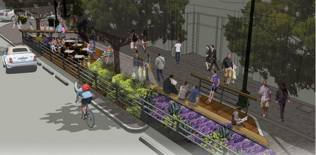 This is an initial design concept for the parklet.