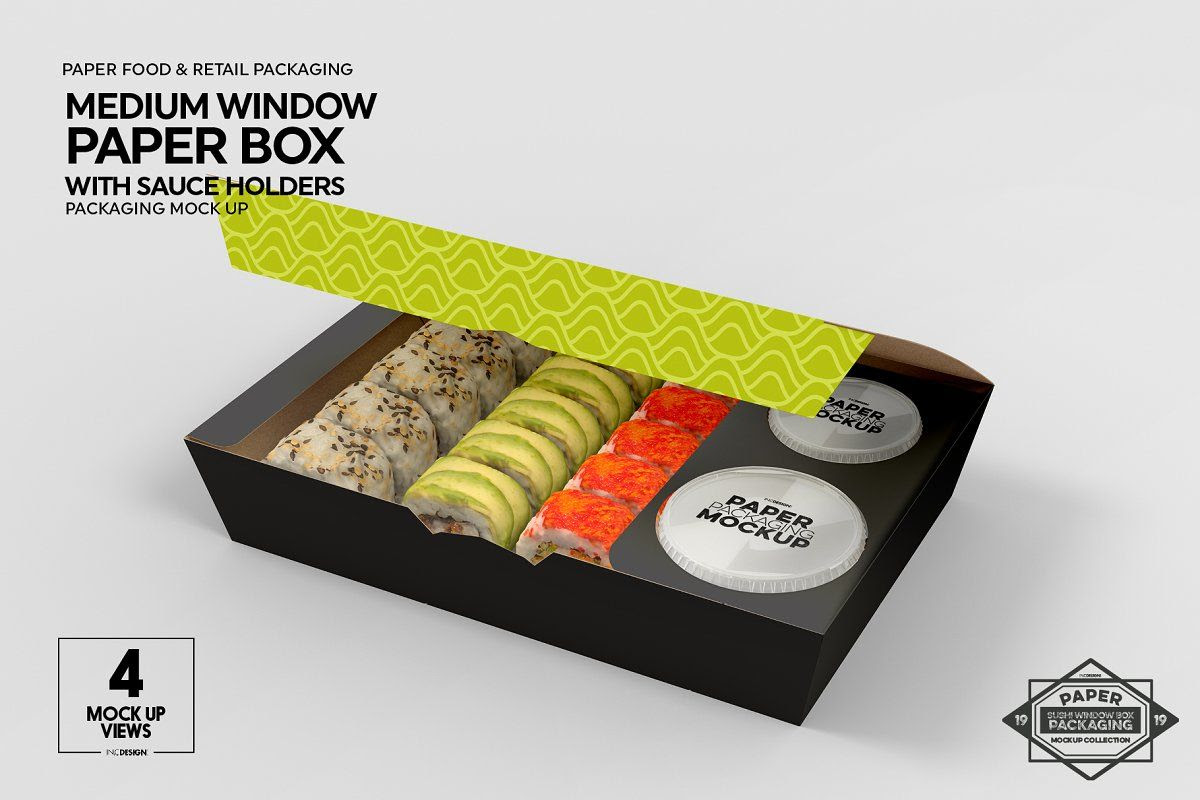 Paper Window Sushi Box Medium Mockup Sushi delivery, Food delivery
