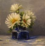 Daisies in Cobalt Ink Bottle, Oil on 6"x6" Linen Panel - Posted on Monday, February 9, 2015 by Carolina Elizabeth