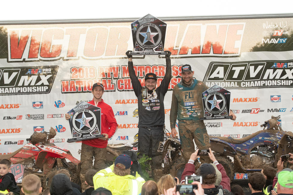 Thomas Brown (center), Joel Hetrick (left) and Chad Wienen (right) rounded out the top three overall at the Underground ATVMX National.