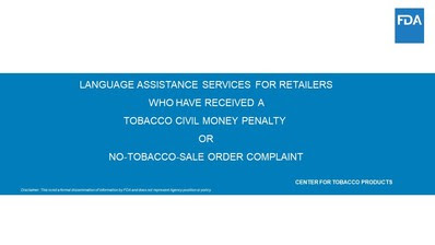 Image of slideshow page titled "Language Assistance Services for Retailers"