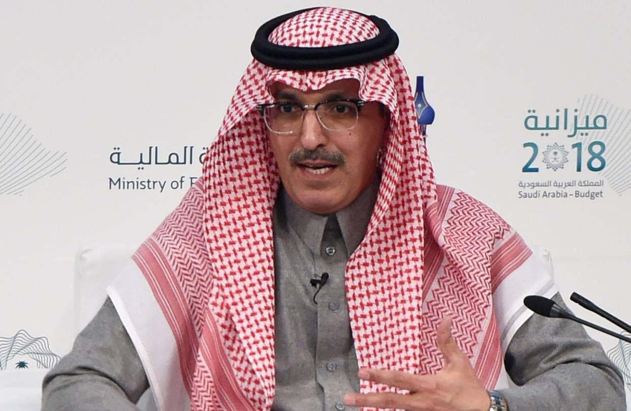 Saudi Finance Minister Mohammed al-Jadaan takes part in a news conference revealing the state budget for 2018 in Riyadh, Saudi Arabia, on Tuesday.