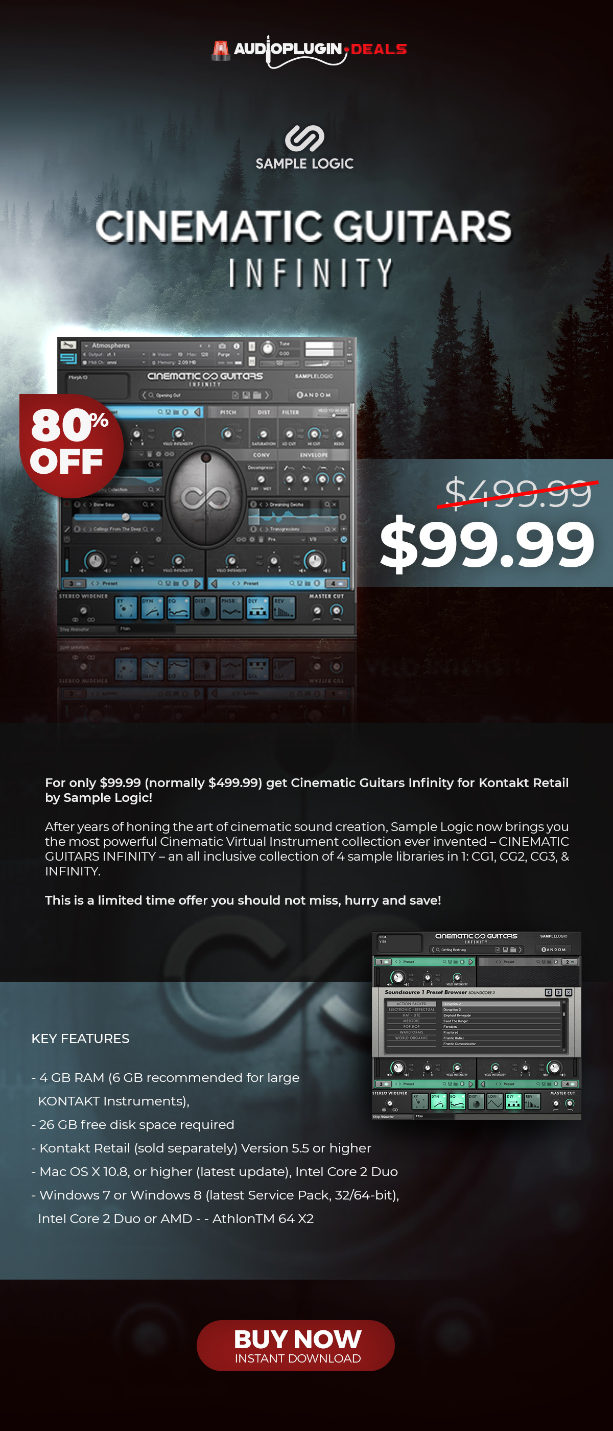 80% Off on Cinematic Guitars Infinity