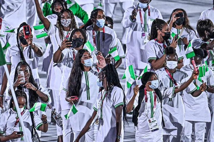 ?Team Nigeria rock stylish green and white outfits for Olympic Ceremony (Photos/Videos)