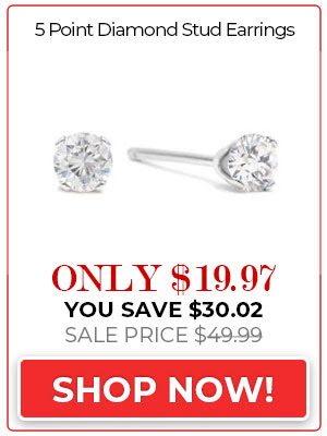 5 Point Tiny Diamond Stud Earrings in Solid Silver. One Of SuperJeweler's Most Popular Items!