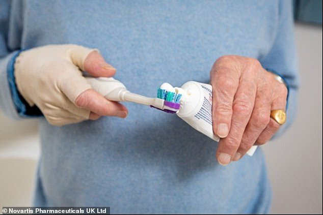 If you struggle putting white toothpaste onto a white toothbrush, get either a blue toothbrush or blue toothpaste