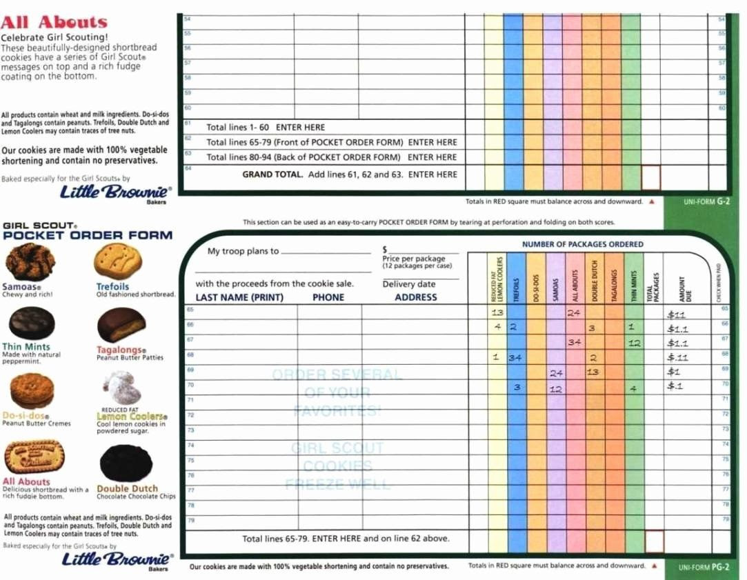 Cookie order form Template Unique Girl Scout Cookie order form Template