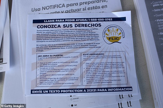 Fliers to be delivered by immigration advocates with the Florid