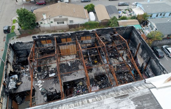 The Ghost Ship warehouse after the fire