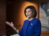 Speaker of the House Nancy Pelosi, D-Calif., talks to reporters just before the House vote to remove the deadline for ratification of the Equal Rights Amendment, on Capitol Hill in Washington, Thursday, Feb. 13, 2020. (AP Photo/J. Scott Applewhite)