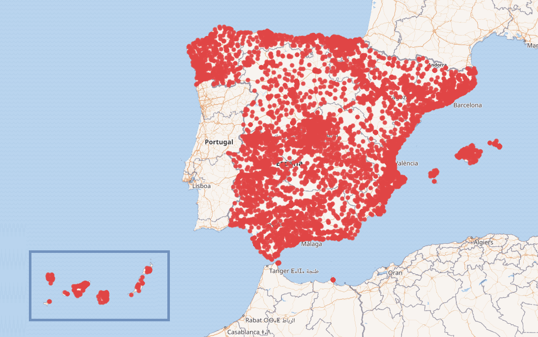 Bibliotecas españolas geolocalizadas Wikidata