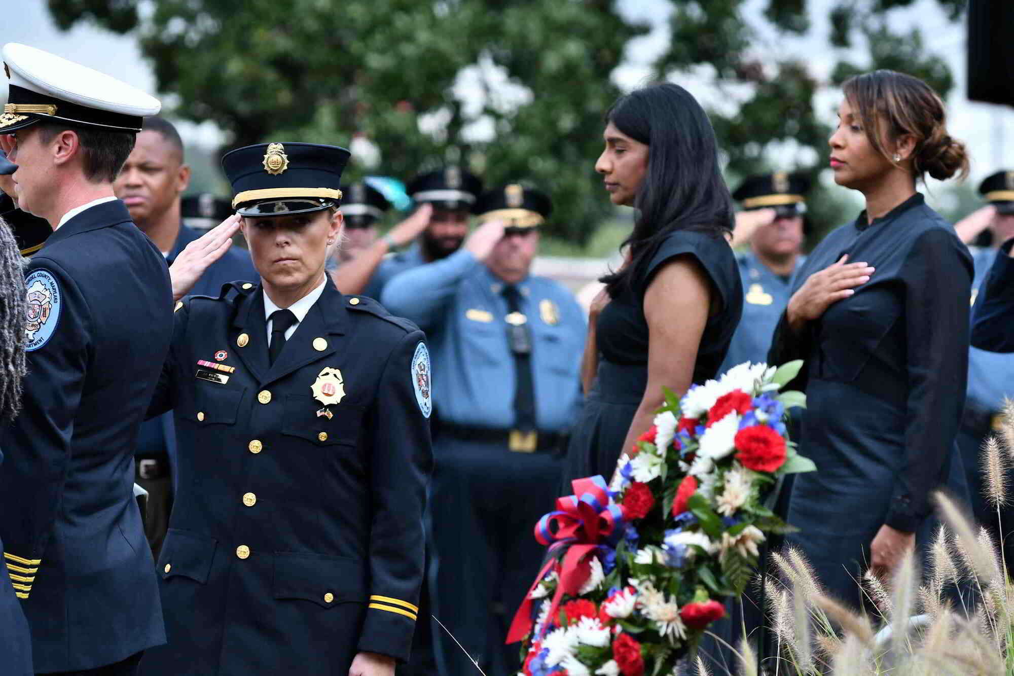 Lt. Gov Miller and First Lady Moore at 9/11 ceremony