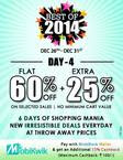 Flat 60% + extra 25% off  + extra 15% off paid via mobikwik on selected styles 