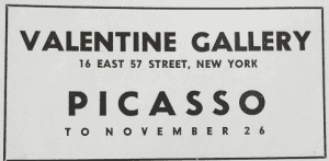 Picasso exhibition at the Valentine Gallery