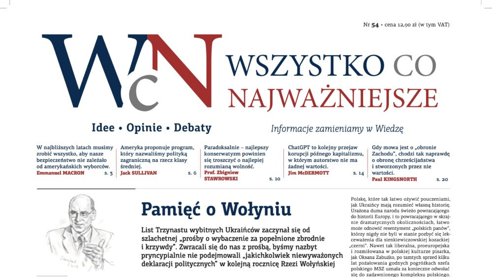 Miesięcznik „Wszystko co Najważniejsze” nr 54. już jest w EMPIKach, Księgarni Polskiej w Paryżu, a wysyłkowo i w prenumeracie — w Sklepie Idei