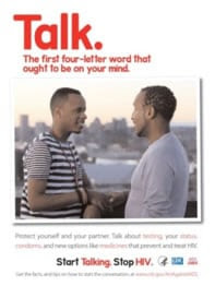 Two Start Talking. Stop HIV. campaign posters.