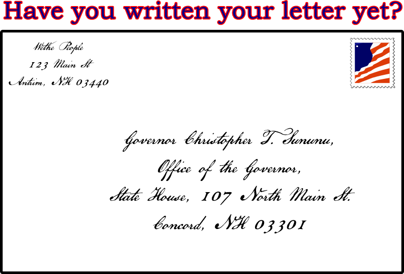 Graphical image depicting letter to Governon Sununu