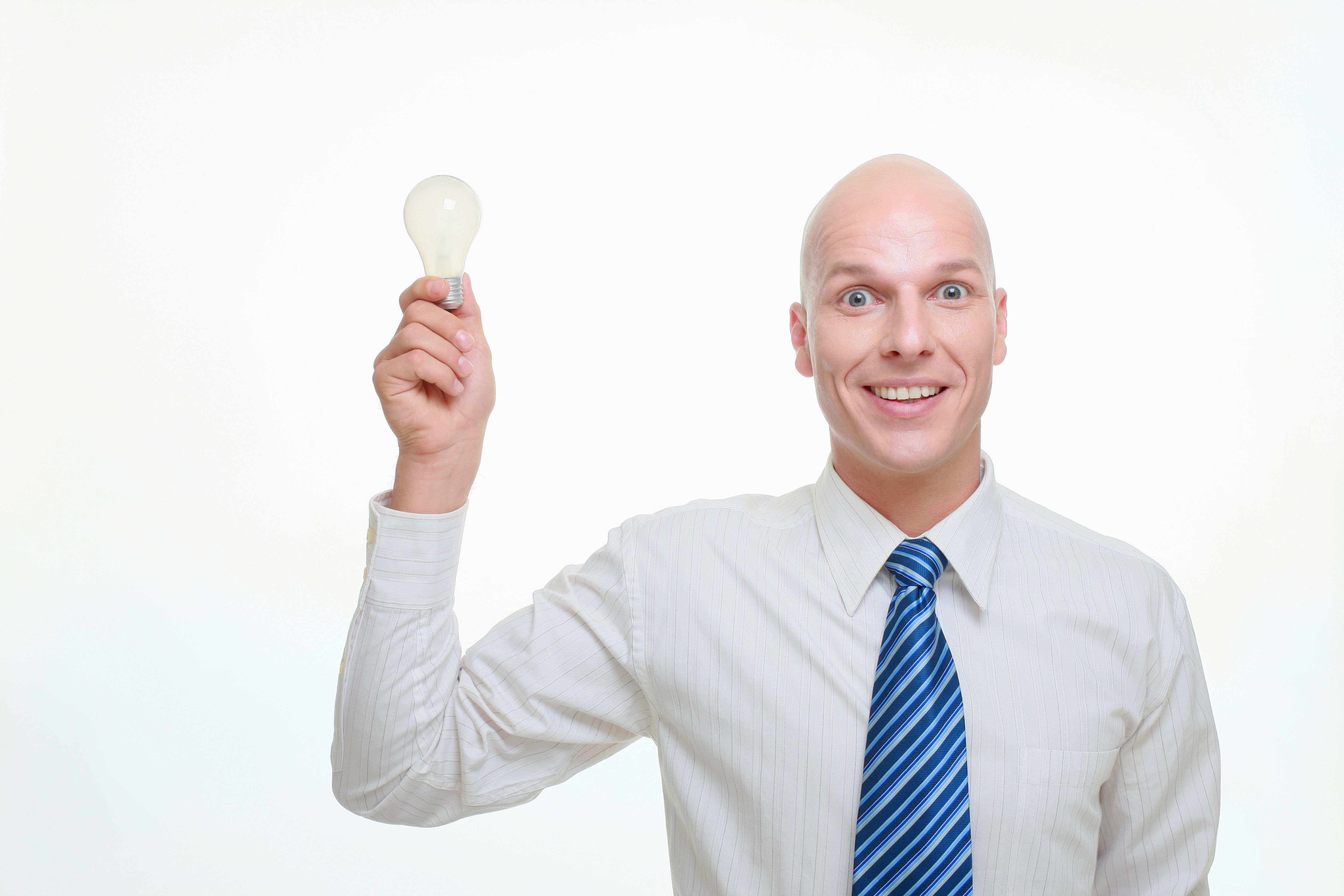 man holding light bulb