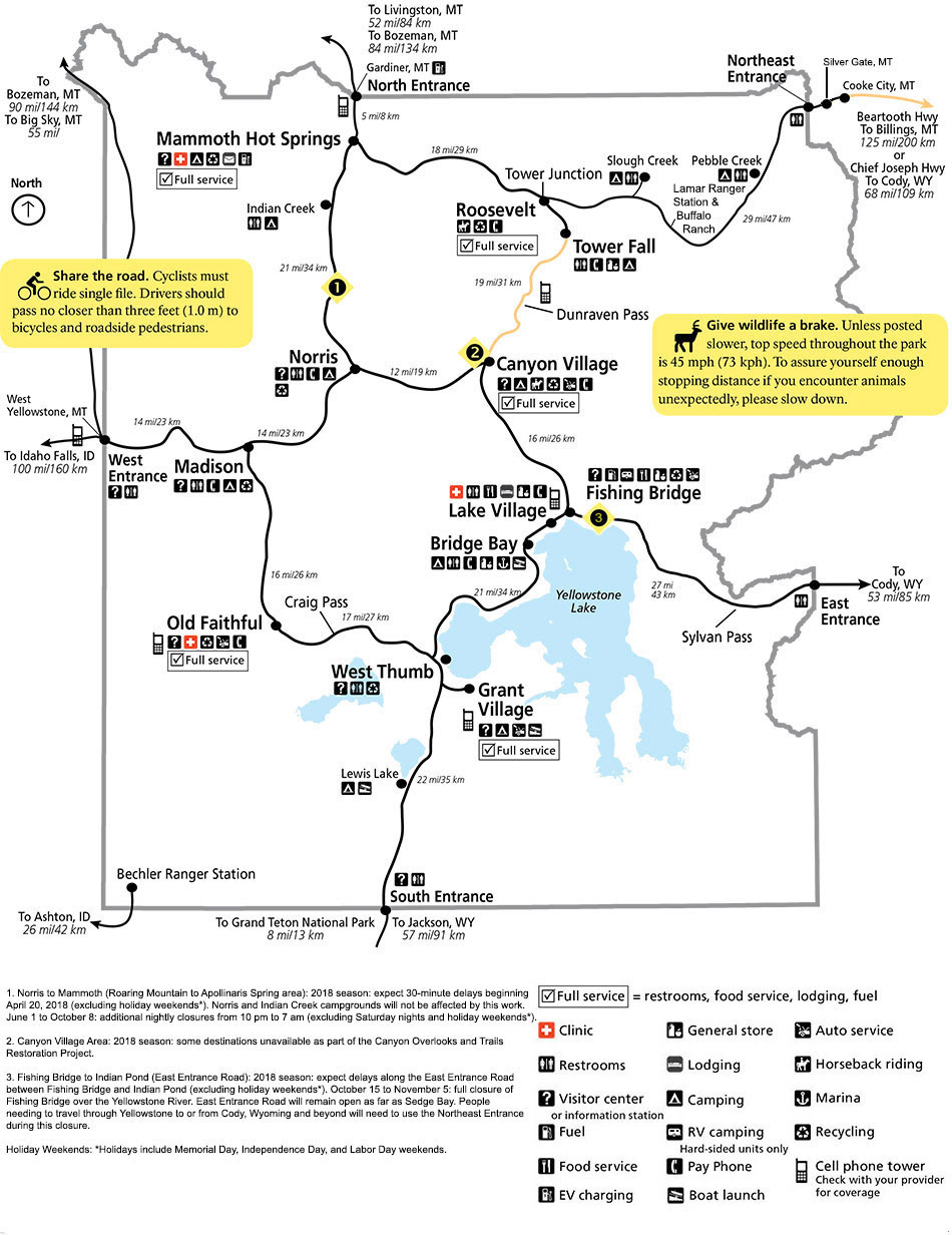The north entrance, northeast entrance, east entrance, south entrance and. Yellowstone National Park Road Information Yellowstone Up Close and