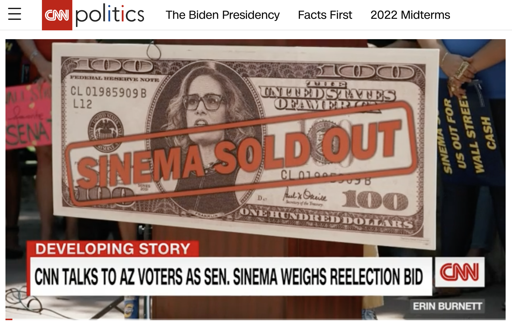 CNN Headline: "CNN Talks to AZ Voters as Sen. Sinema Weighs Reelection Bid"